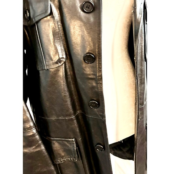 Men's leather Y2K  blazer jacket classic quilt lining notch lapels pockets-LG - Picture 7 of 10